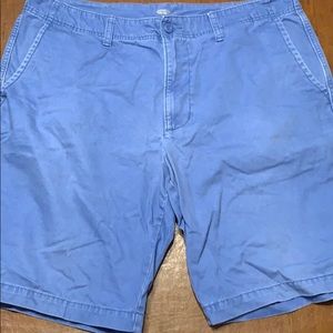 Blue flat front golf shorts